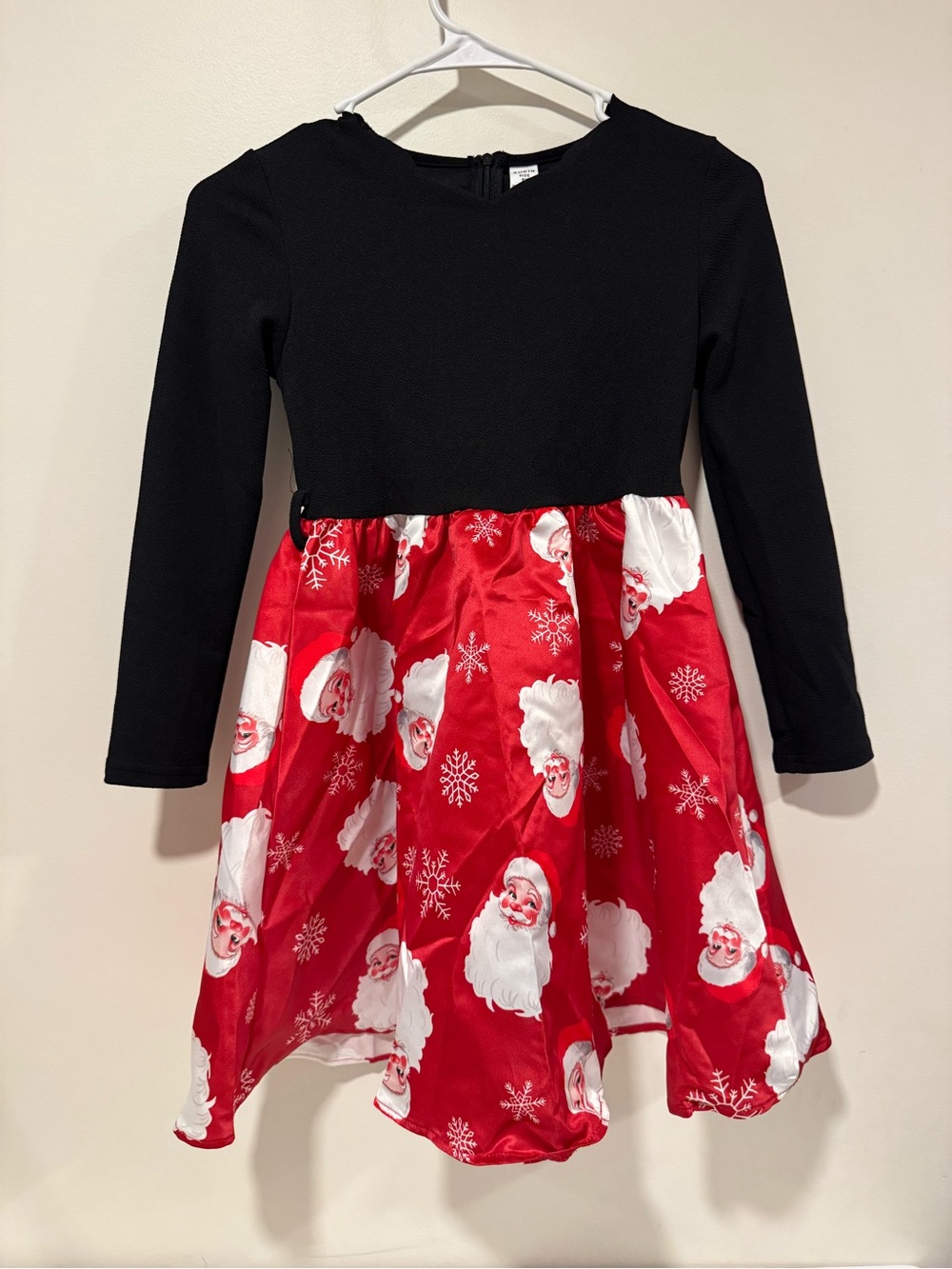 SHEIN kids Girls' Black & Red Santa Print Holiday Dress 9Y